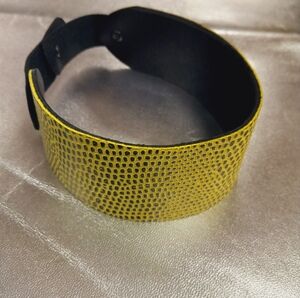 Yellow & Black Textured Leather Choker Necklace Handcrafted By J.Monique